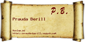 Prauda Berill névjegykártya